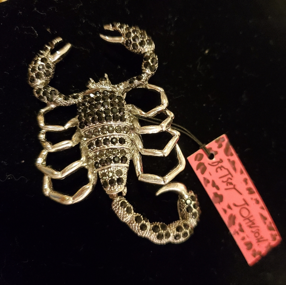 Betsey Johnson Silver & Black Scorpion Brooch Pin